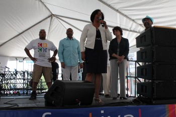 Former 9th District Councilwoman Jan Perry, who championed the festival for 12 of its 18 years, spoke to the crowd.