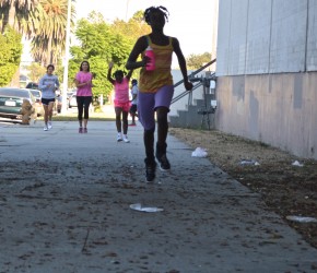 5th grade girls take to the streets at South L.A.'s Kipp Academy Charter School. Photo by Brianna Sacks.