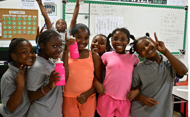 A running club for 5th grade girls at South L.A.'s Kipp Academy Charter School. Photo by Brianna Sacks.
