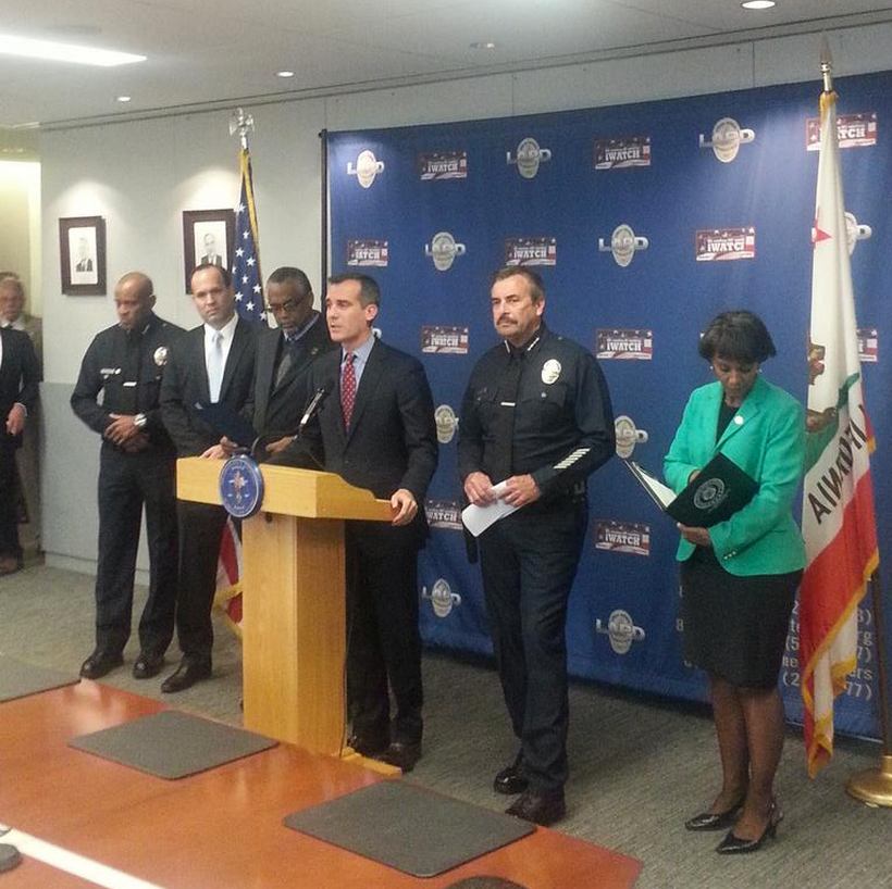 LAPD press conference on Ezell Ford investigation. | LAPD Twitter