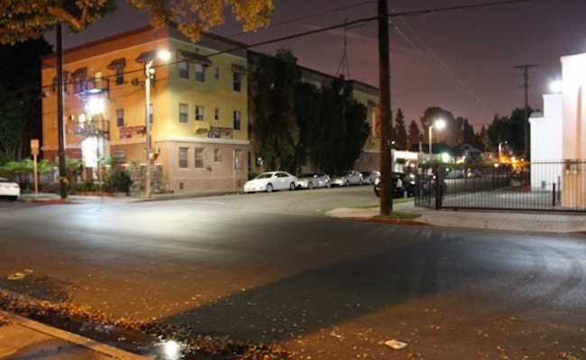 Street view of the crime scene a week after Xinran Ji's murder. | Alex Zelenty (Neon Tommy)