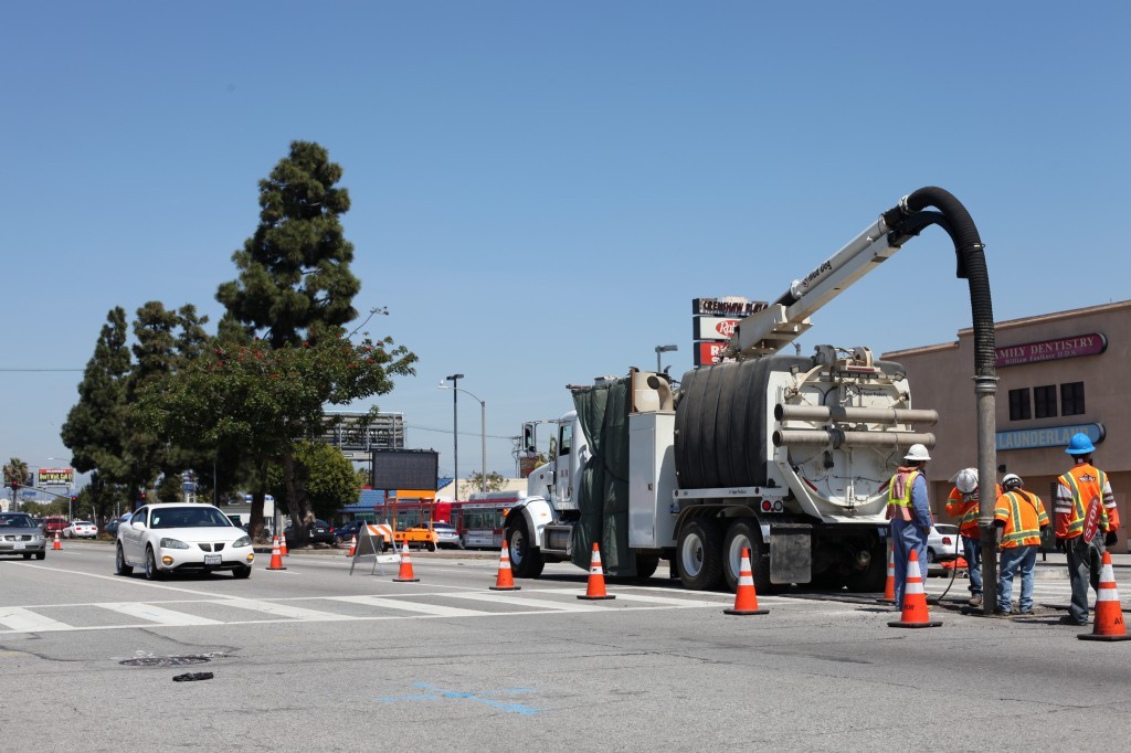 Construction for the metro rail line on Crenshaw blvd.