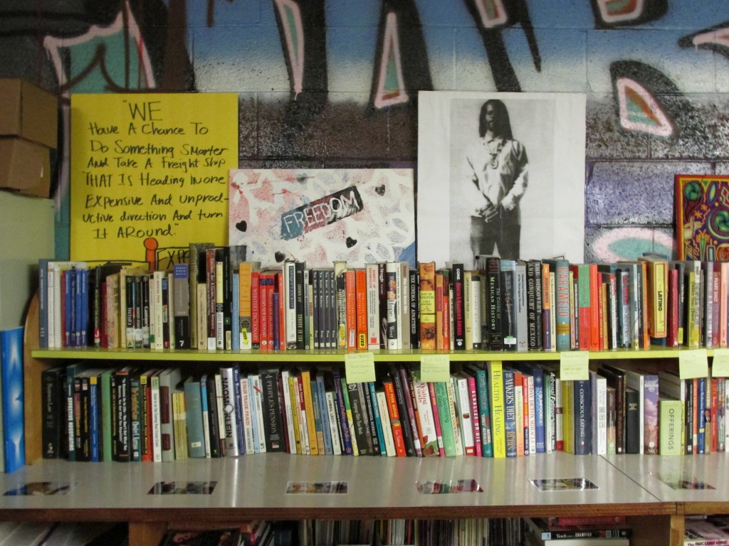 Chuco's library is filled with books on multi-cultural studies and revolutionary figures. 
