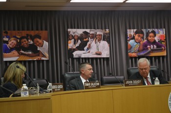 Superintendent John Deasy at L.A. Board of Education meeting on October 29, 2013.  Photo credit:  Brianna Sacks