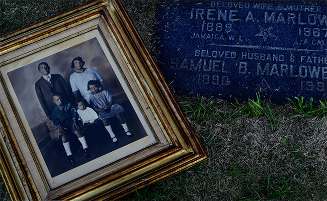 An undated family photo at Samuel B. Marlowe's grave in Inglewood. | latimes.com screenshot