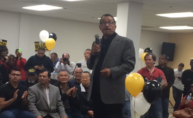 Herb Wesson speaks at a campaign event. | Kate Guarino
