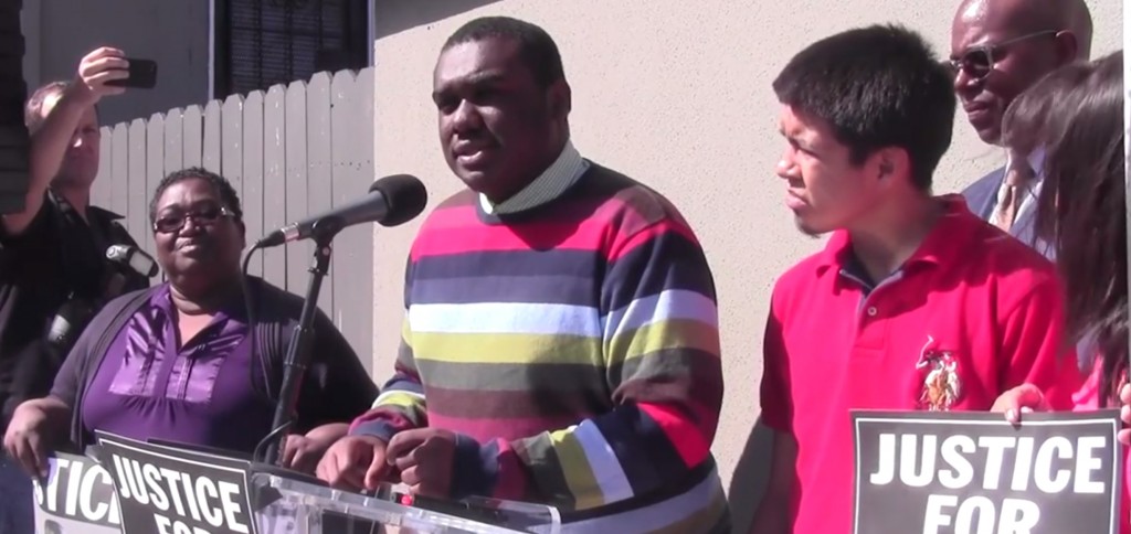 Jamar Nicholson, a South LA teen mistakenly shot by police, speaks at a news conference on Wednesday.